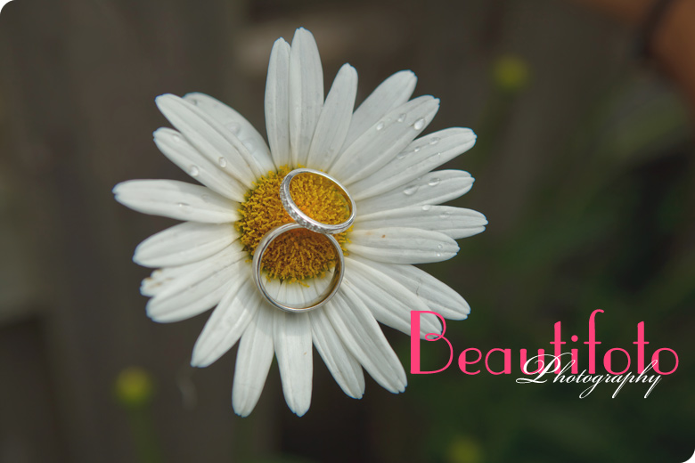 wedding rings on a flower