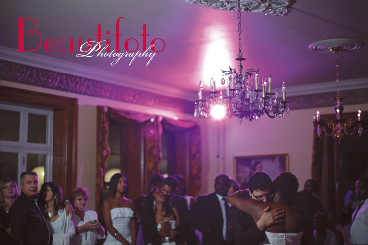 the bride and groom's first dance at chateau saint antoine