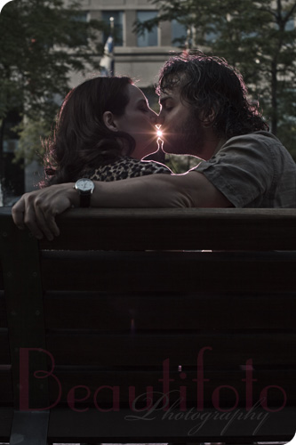 flash kiss on a bench